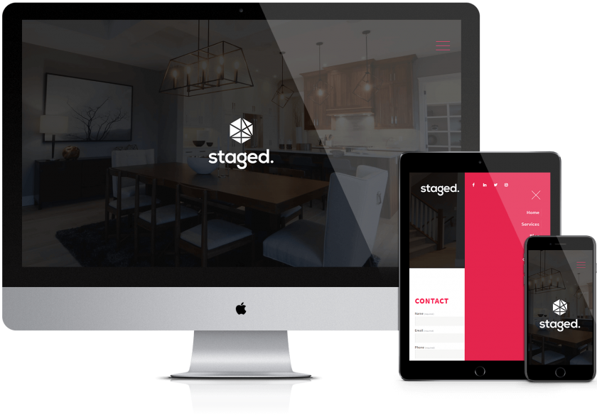 Responsive website project shown on desktop, tablet, and mobile